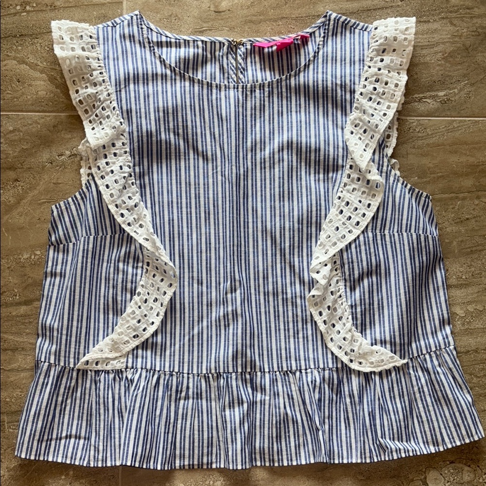 Lily Pulitzer Striped Blue and White Top